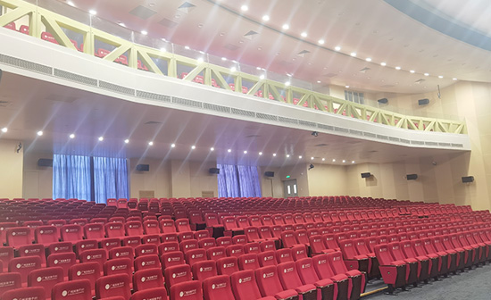 广州雅源学校舞台灯光、幕布、舞台座椅、舞台吊杆、舞台音响效果展示